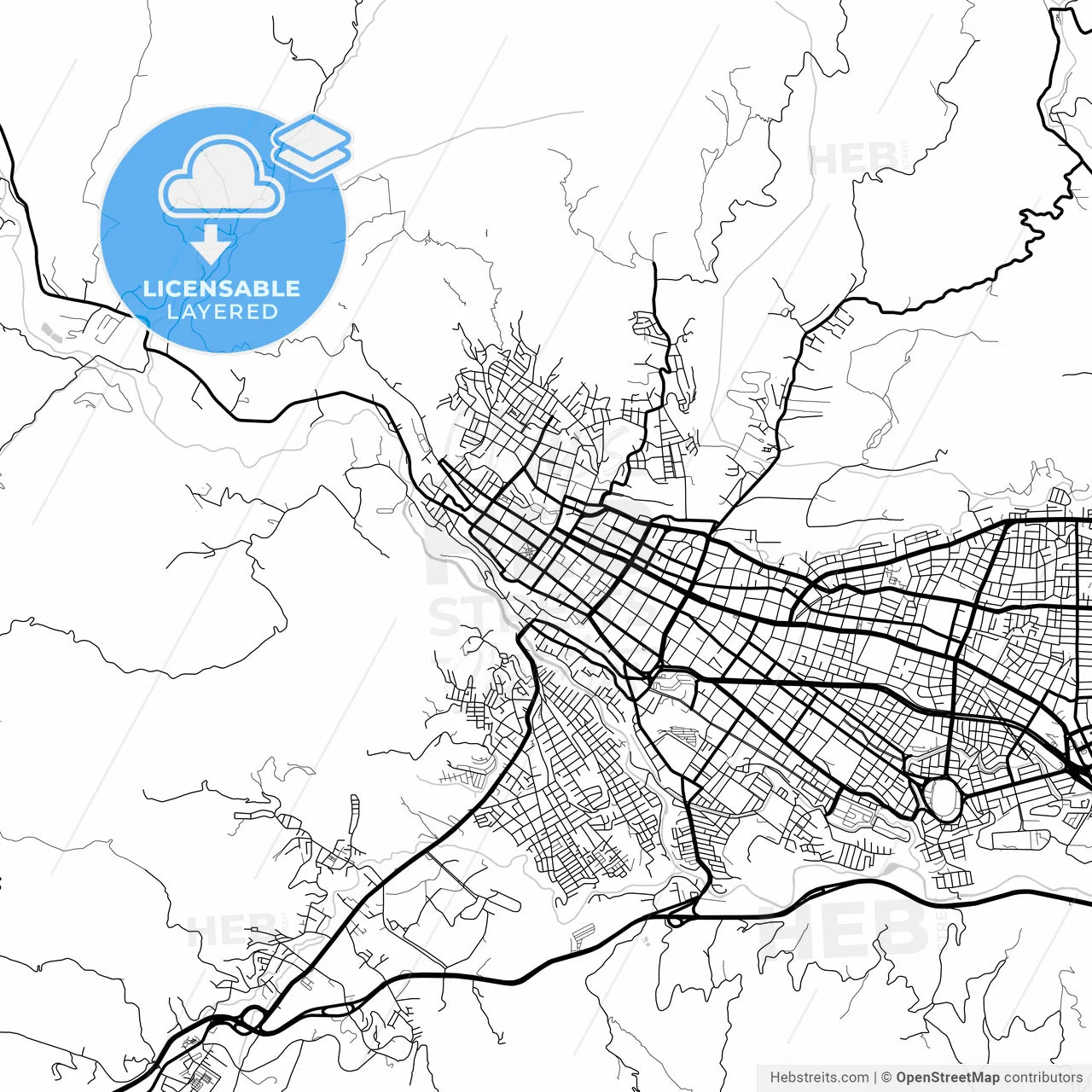 Layered PDF map of Ibague, Colombia