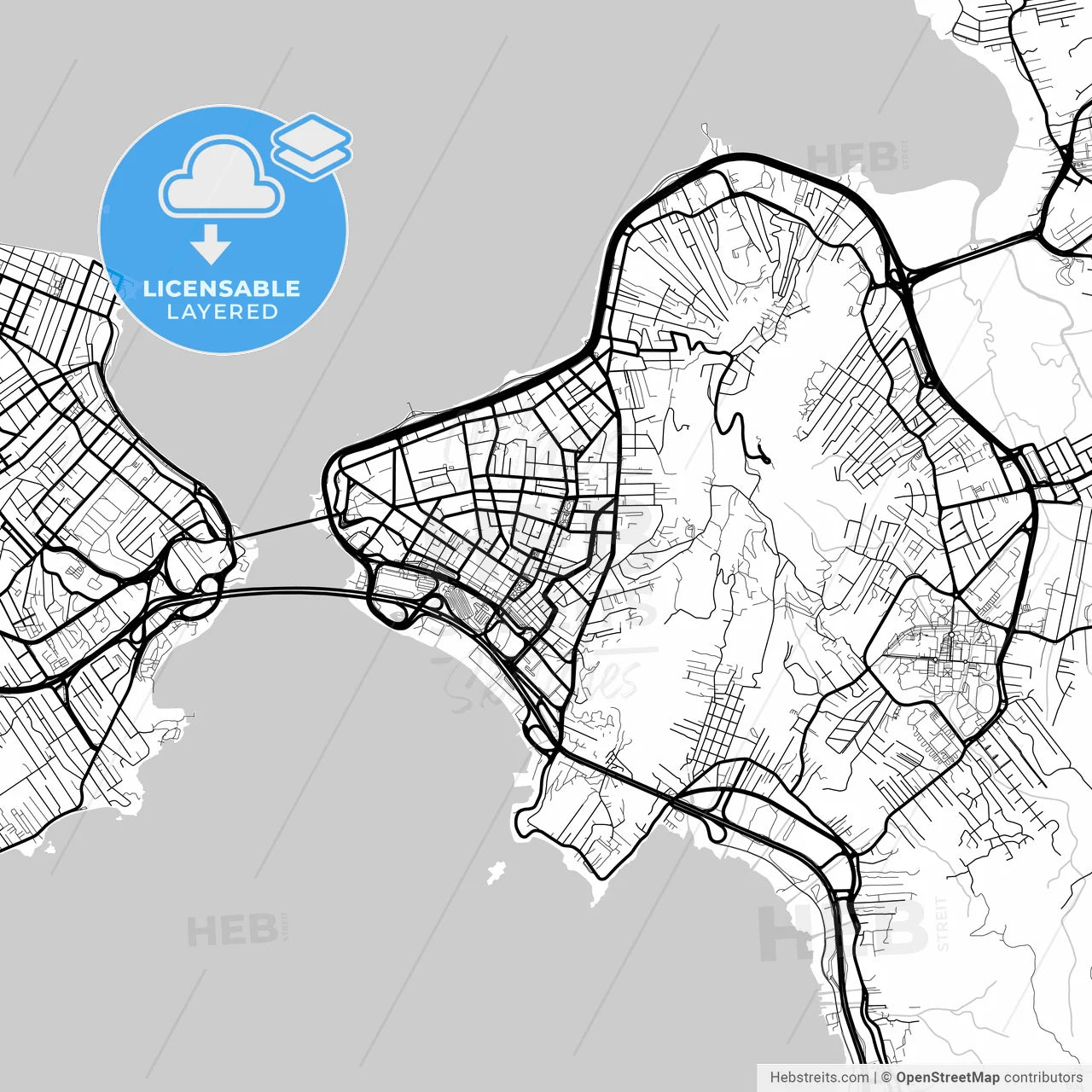 Layered PDF map of Florianopolis, Brazil