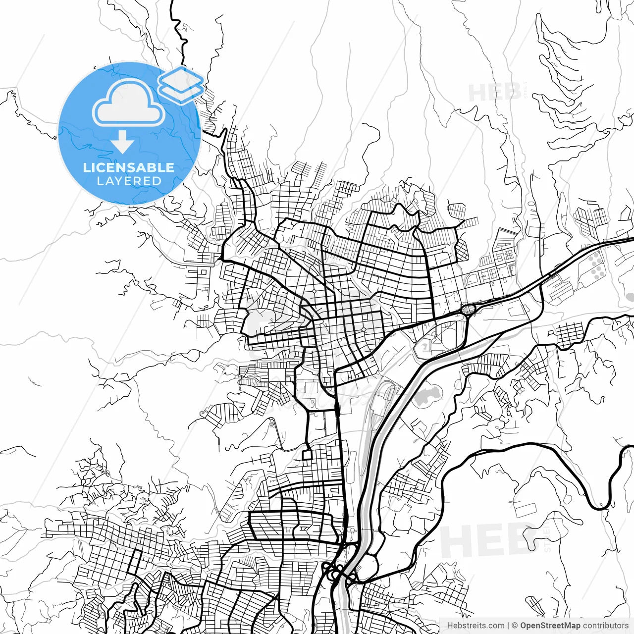 Layered PDF map of Bello, Colombia