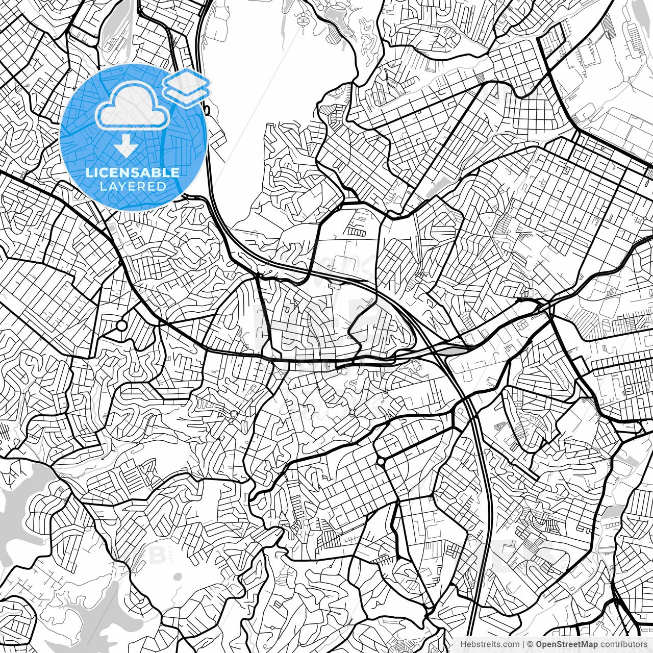 Layered PDF map of Diadema, Brazil