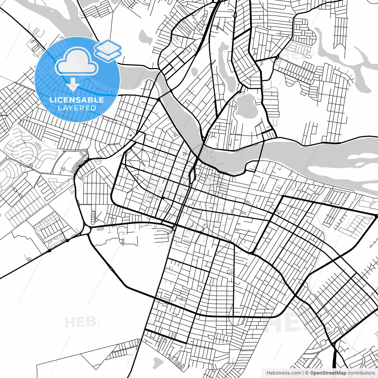 Layered PDF map of Campos dos Goytacazes, Brazil