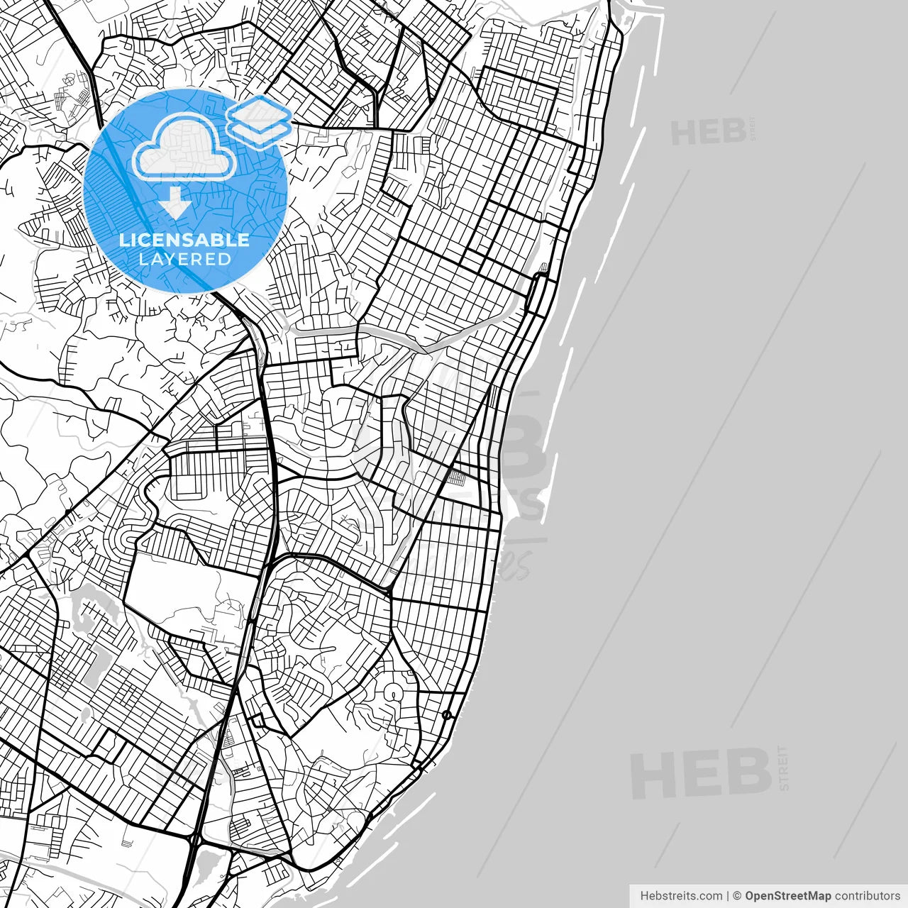 Layered PDF map of Olinda, Brazil