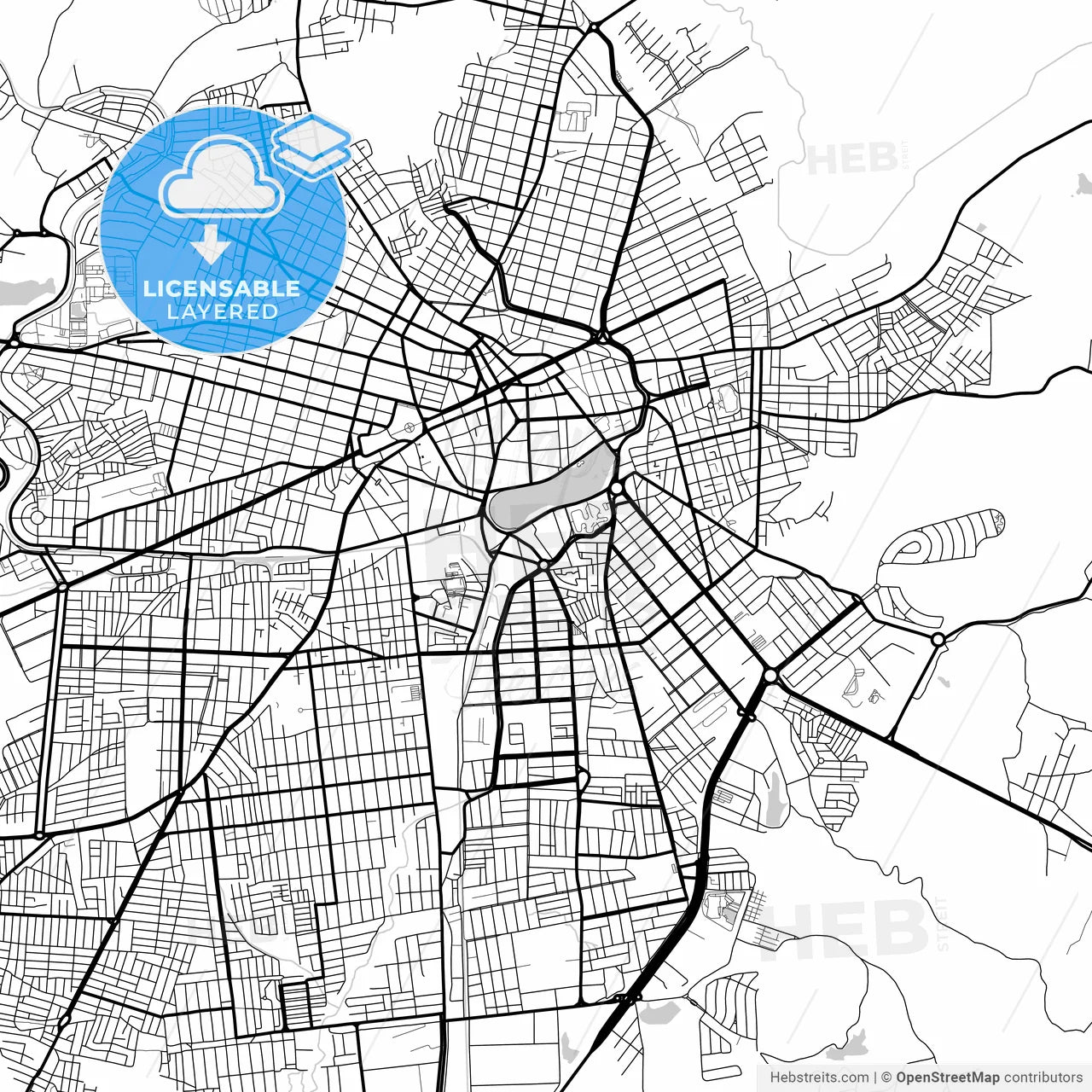 Layered PDF map of Campina Grande, Brazil