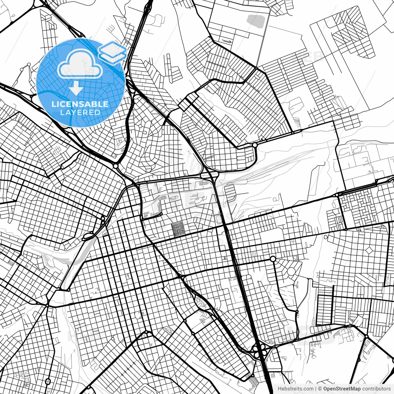 Layered PDF map of Bauru, Brazil
