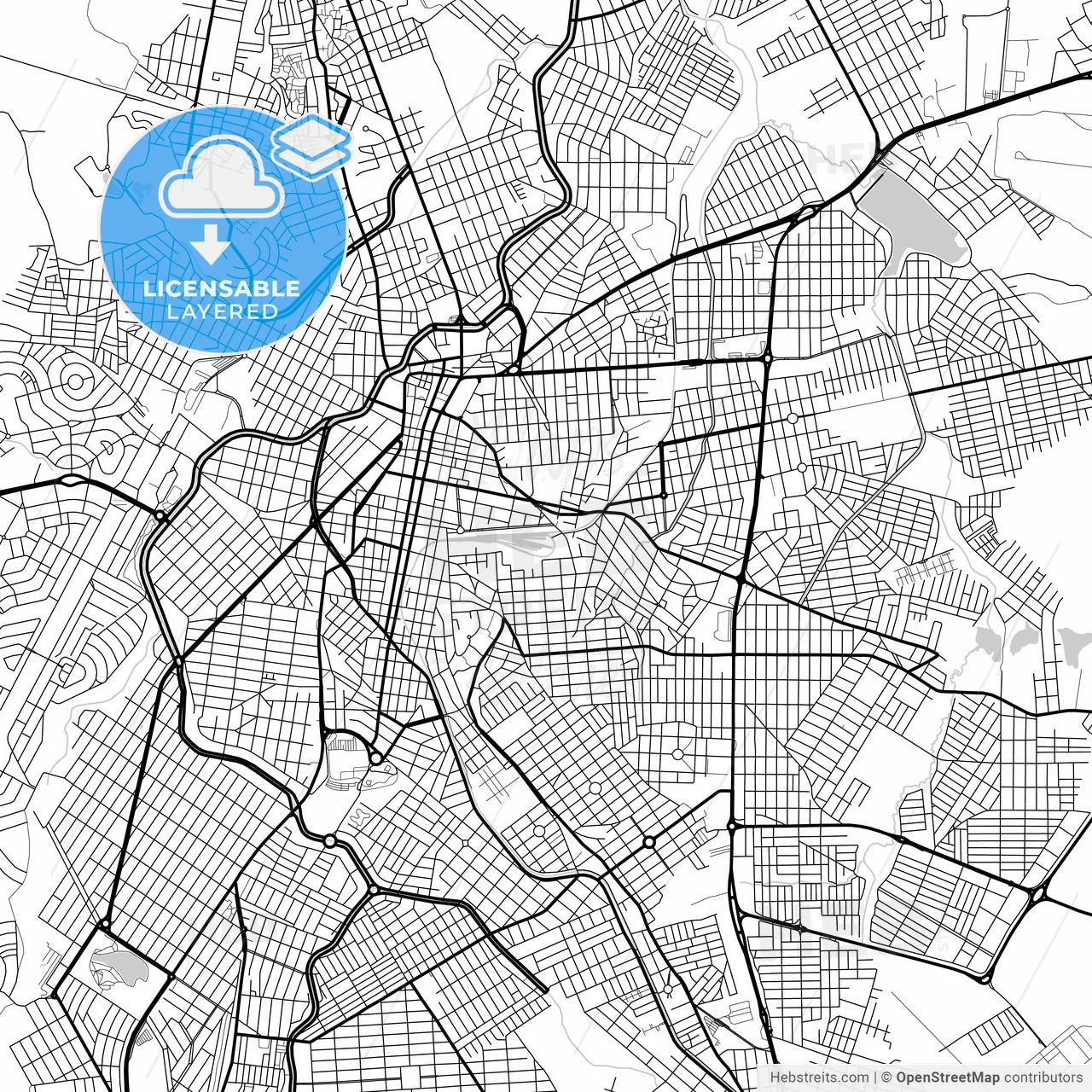 Layered PDF map of Montes Claros, Brazil