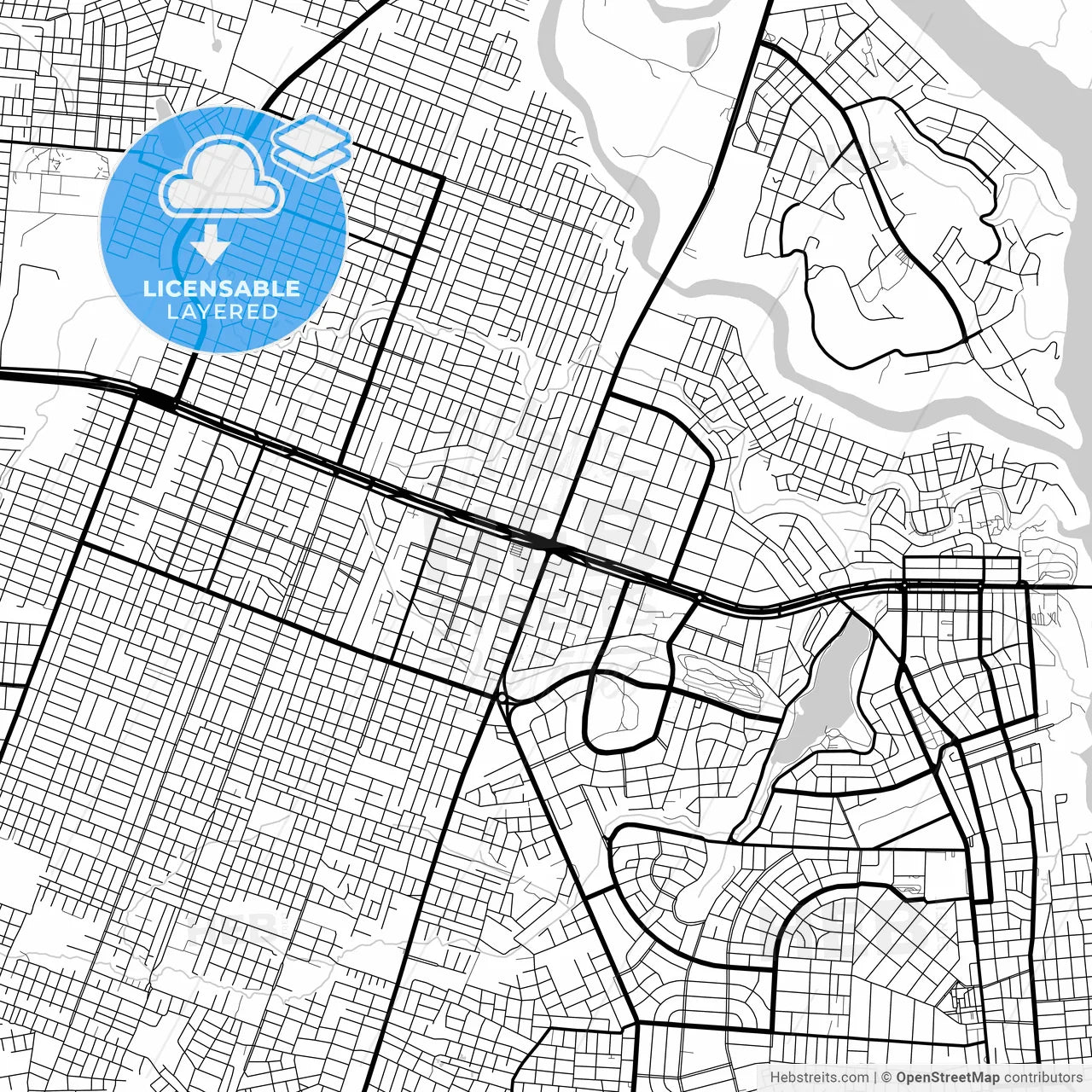 Layered PDF map of Ciudad del Este, Paraguay