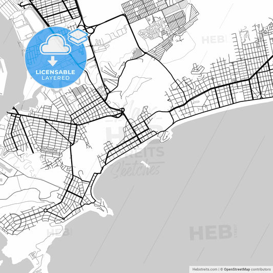 Layered PDF map of Guaruja, Brazil