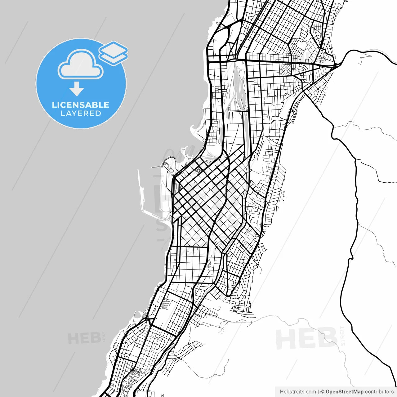 Layered PDF map of Antofagasta, Chile