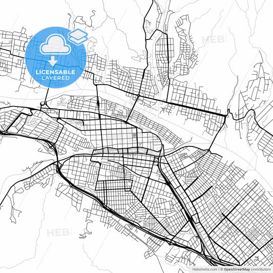 Layered PDF map of San Salvador de Jujuy, Argentina