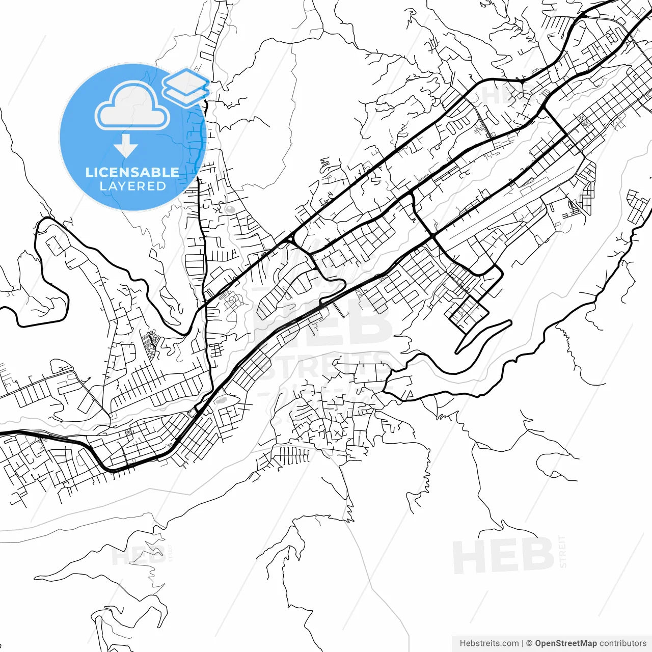 Layered PDF map of Merida, Venezuela