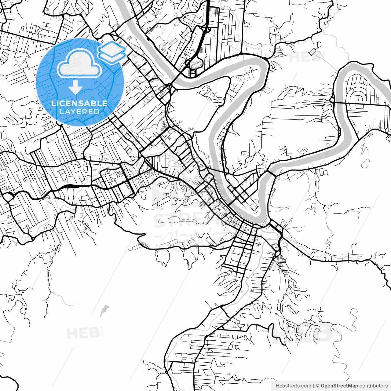 Layered PDF map of Blumenau, Brazil
