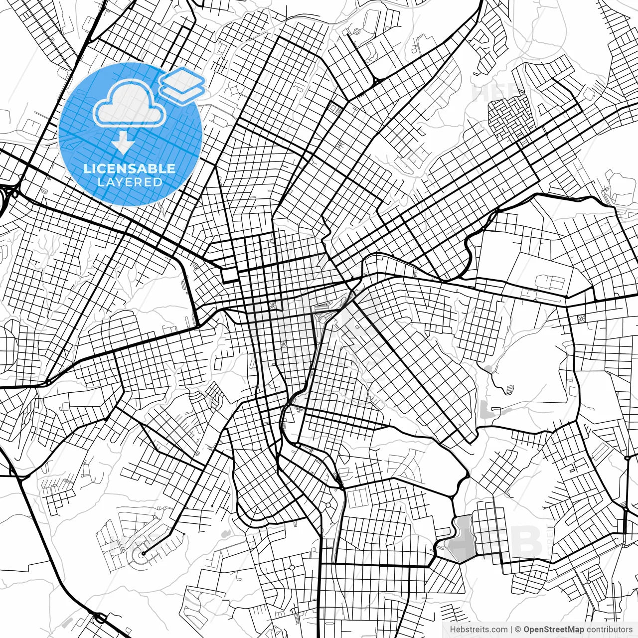 Layered PDF map of Ponta Grossa, Brazil