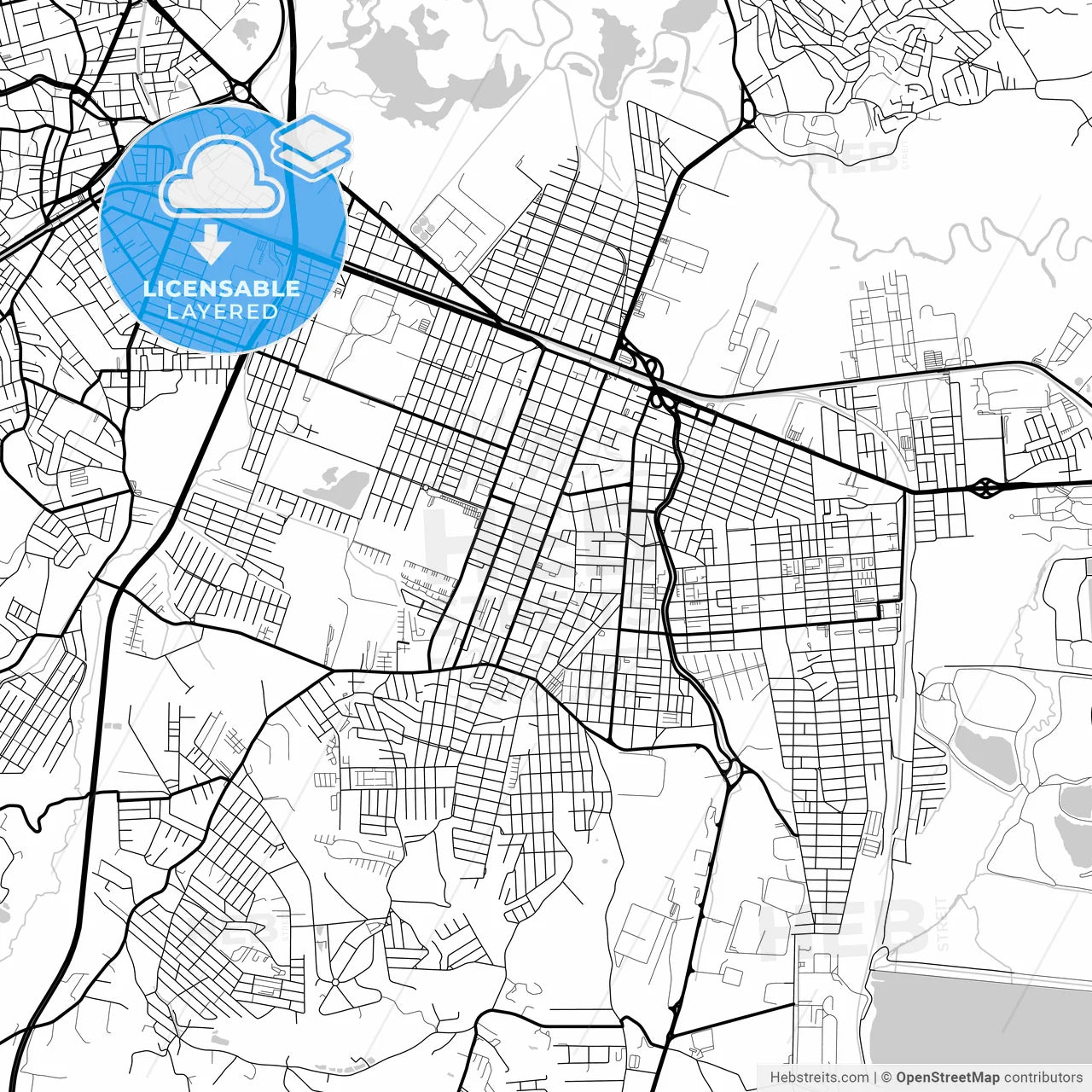 Layered PDF map of Suzano, Brazil
