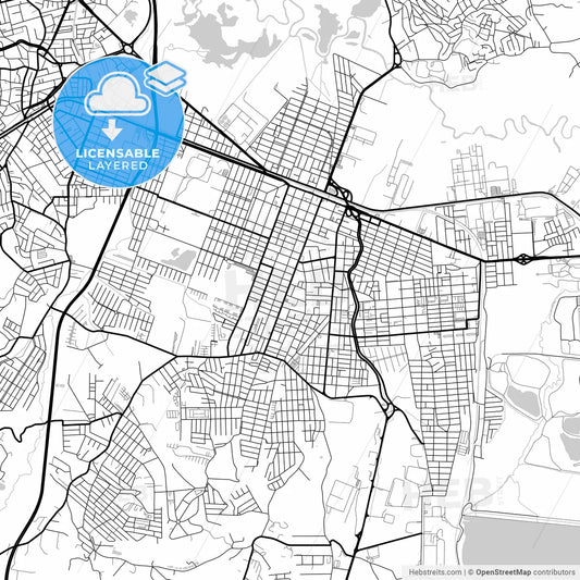 Layered PDF map of Suzano, Brazil