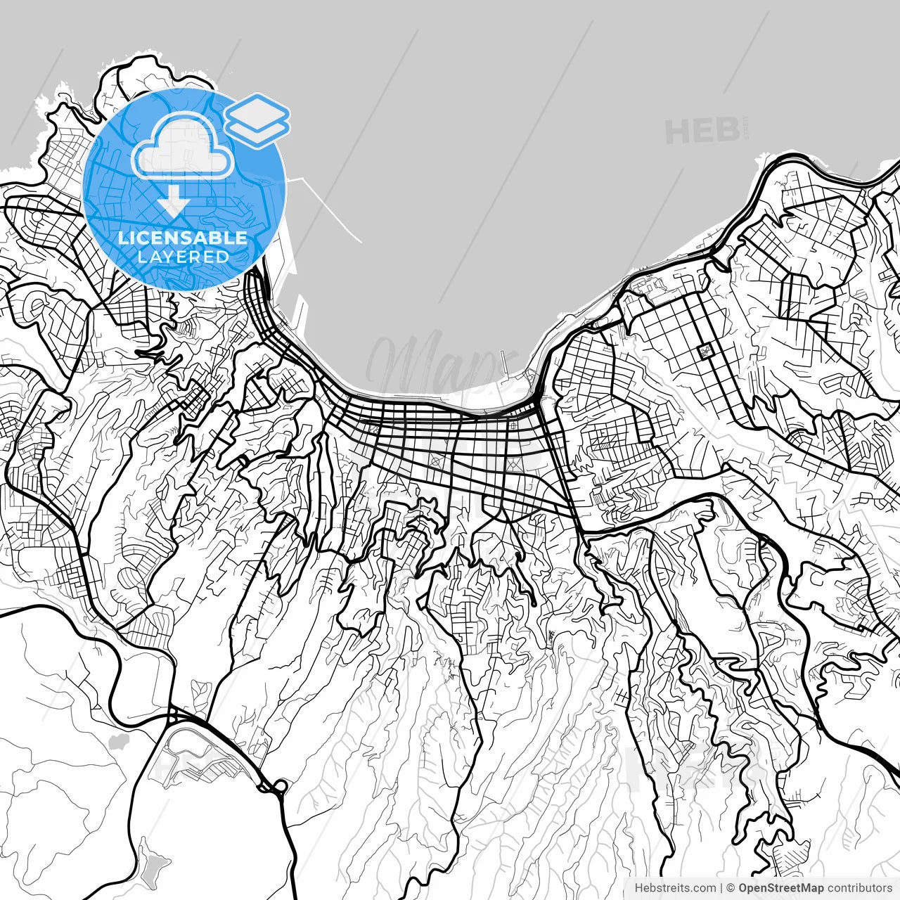 Layered PDF map of Valparaiso, Chile
