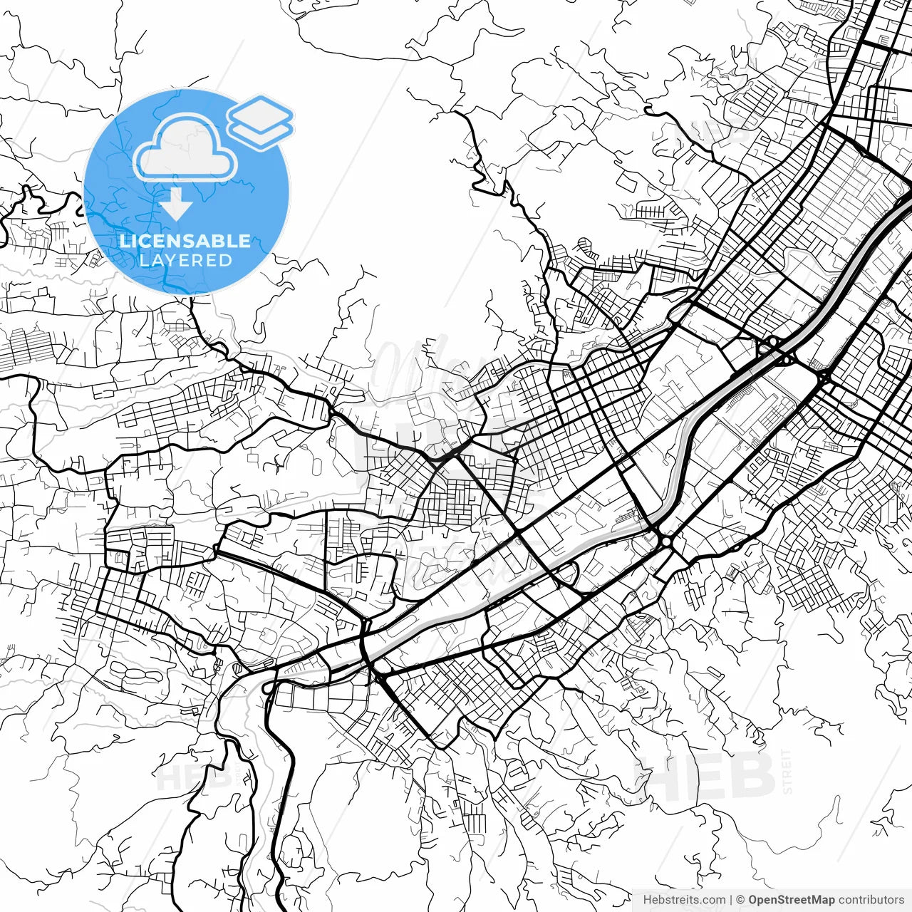 Layered PDF map of Itaguei, Colombia