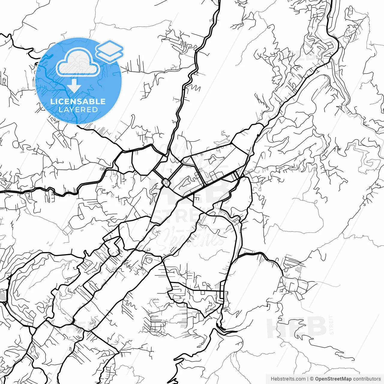Layered PDF map of Petropolis, Brazil