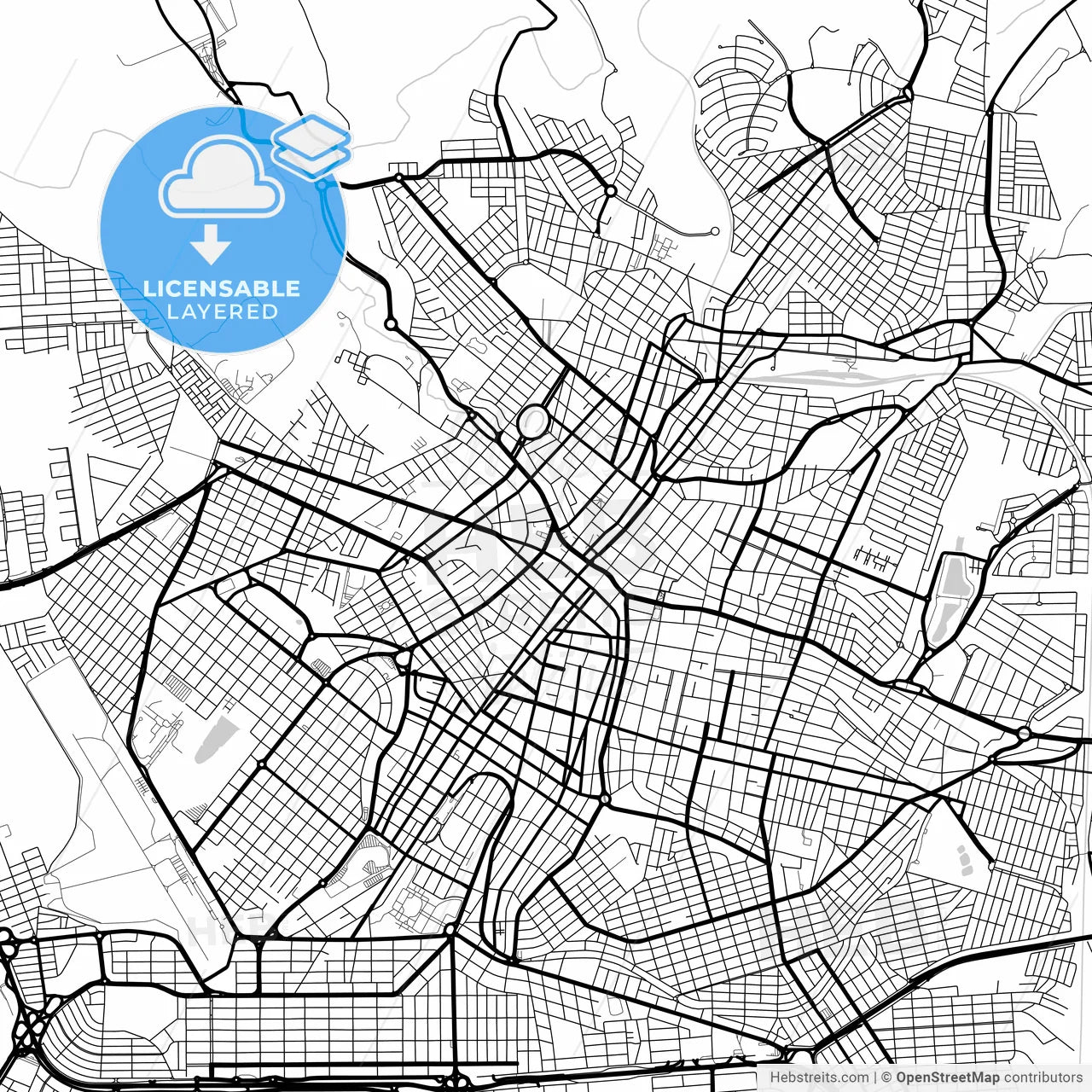 Layered PDF map of Uberaba, Brazil