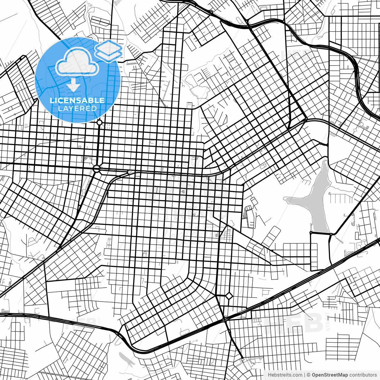 Layered PDF map of Cascavel, Brazil