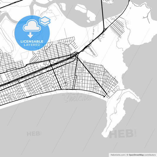 Layered PDF map of Praia Grande, Brazil