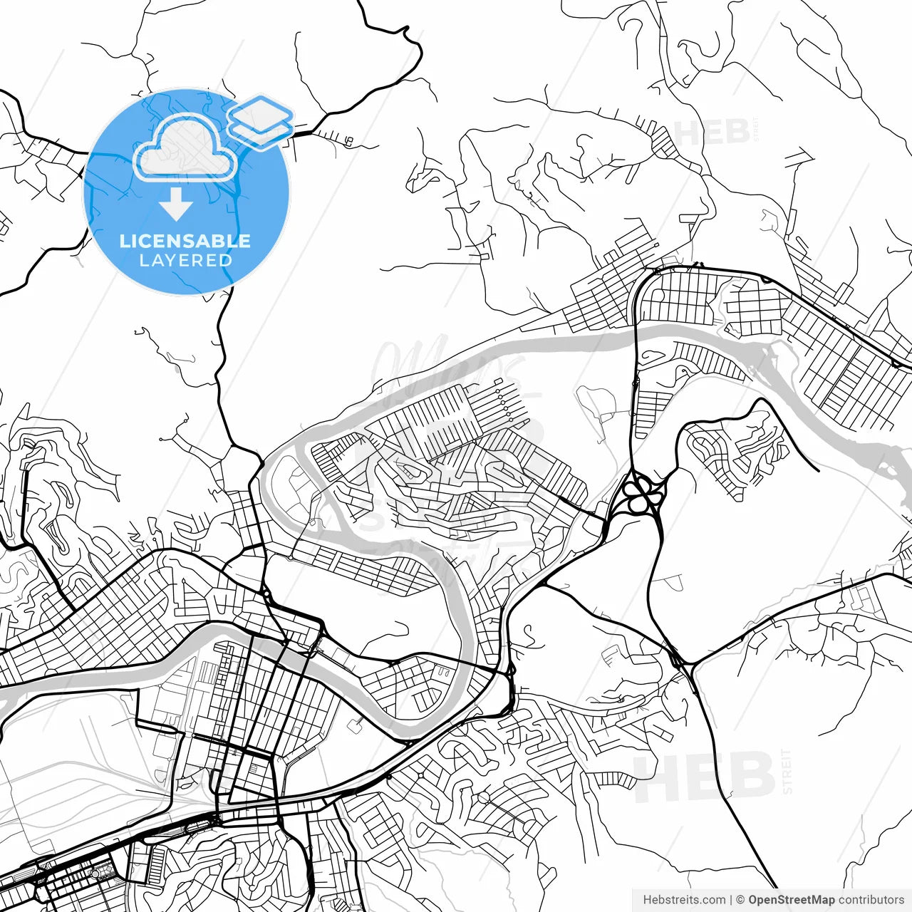 Layered PDF map of Volta Redonda, Brazil