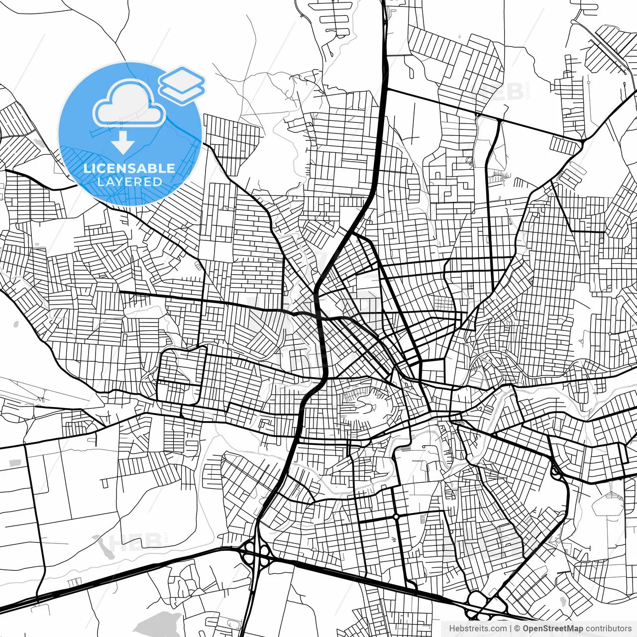 Layered PDF map of Caruaru, Brazil
