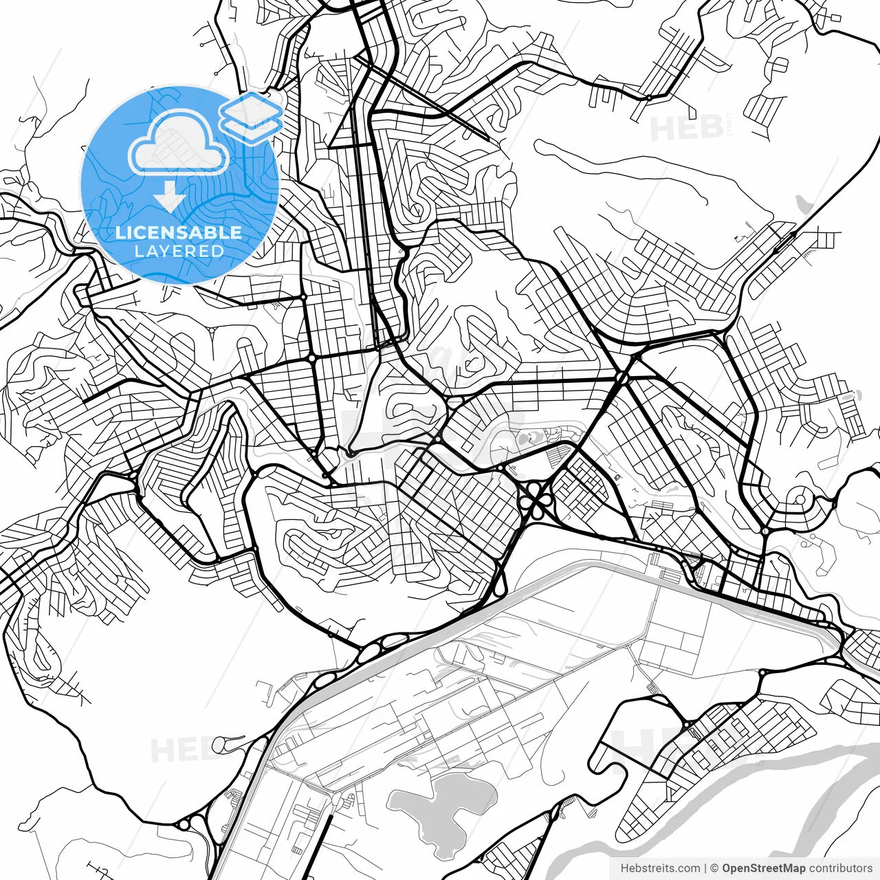 Layered PDF map of Ipatinga, Brazil