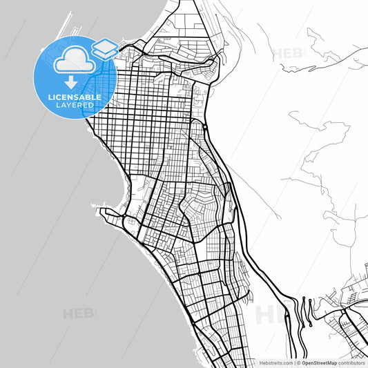 Layered PDF map of Iquique, Chile