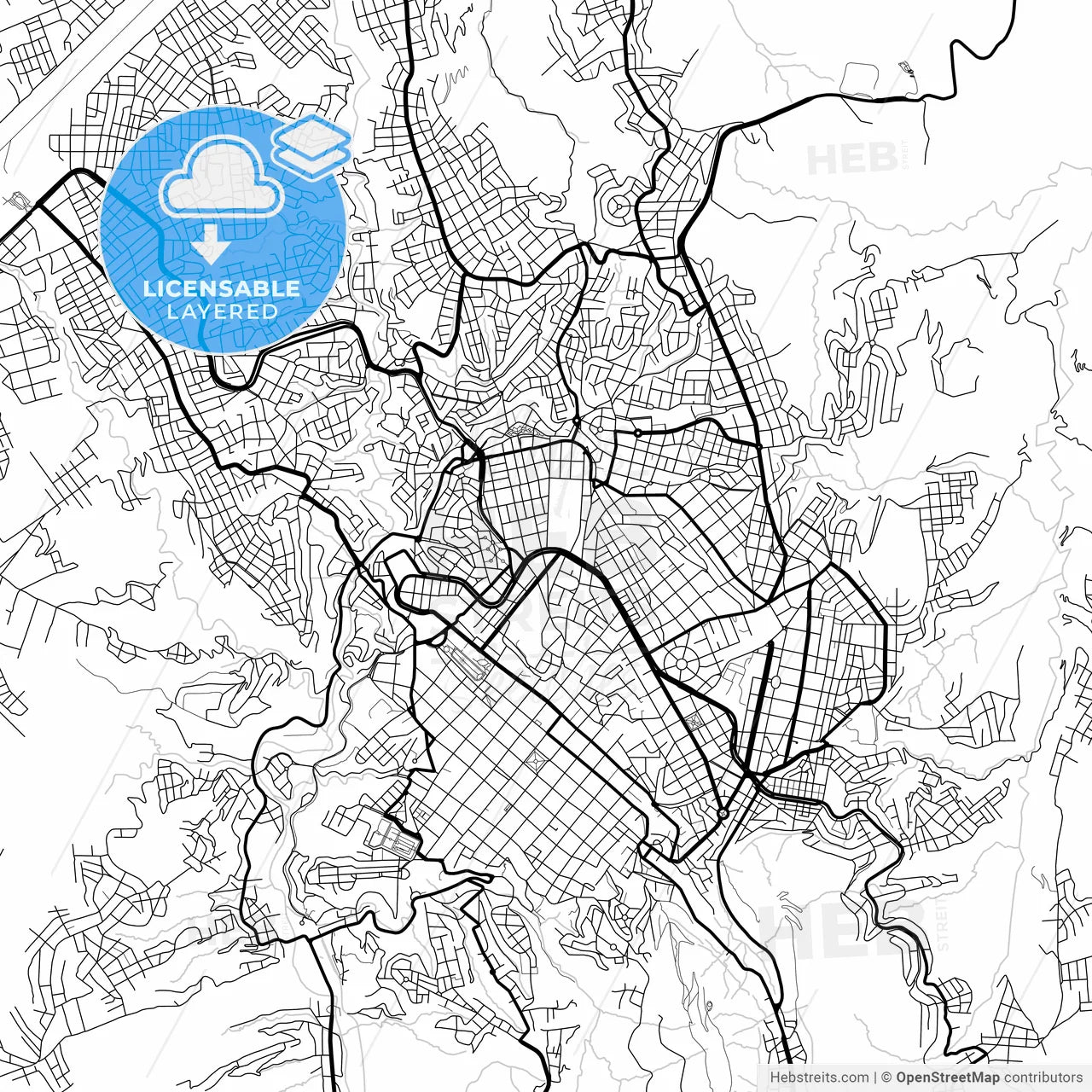 Layered PDF map of Sucre, Bolivia