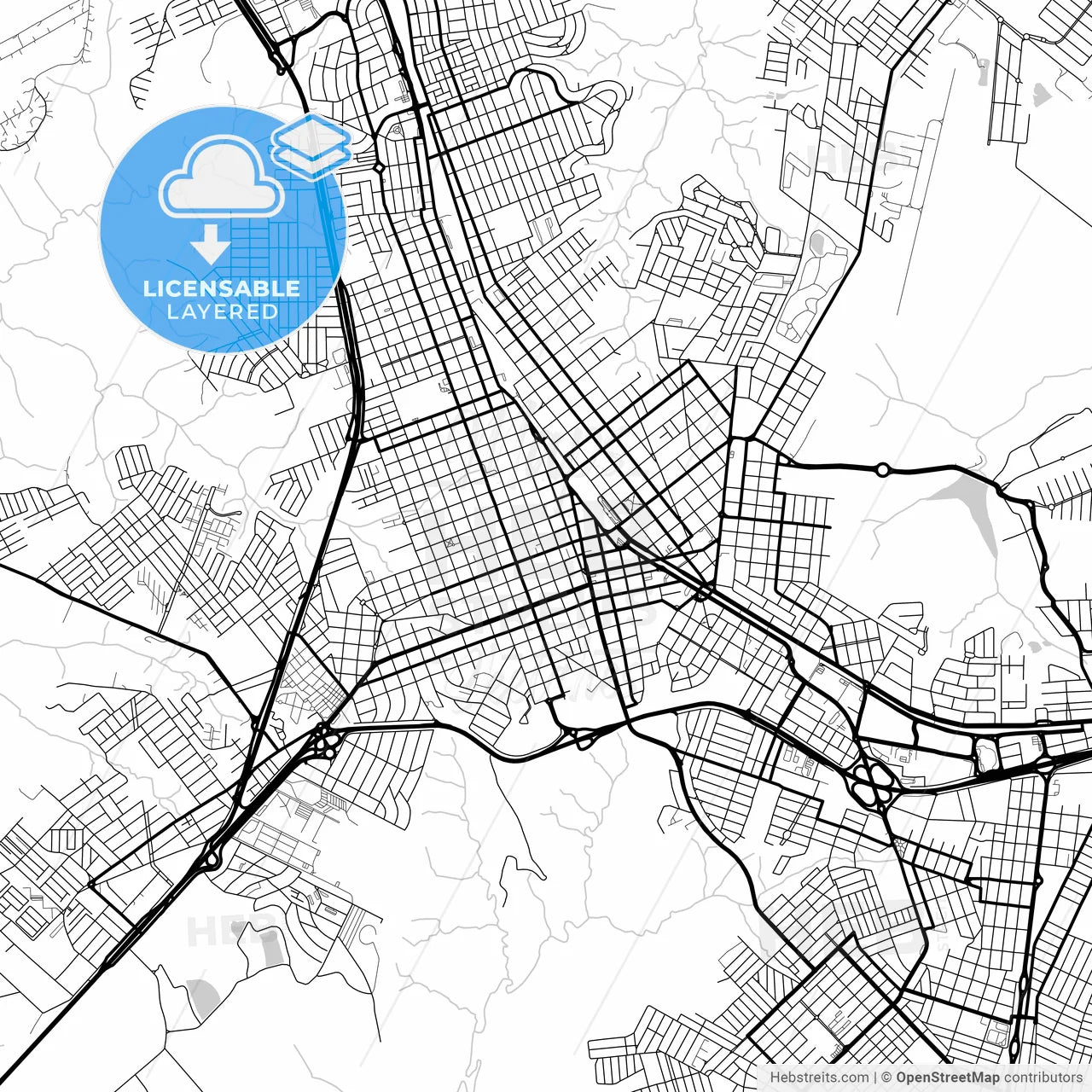 Layered PDF map of Marilia, Brazil