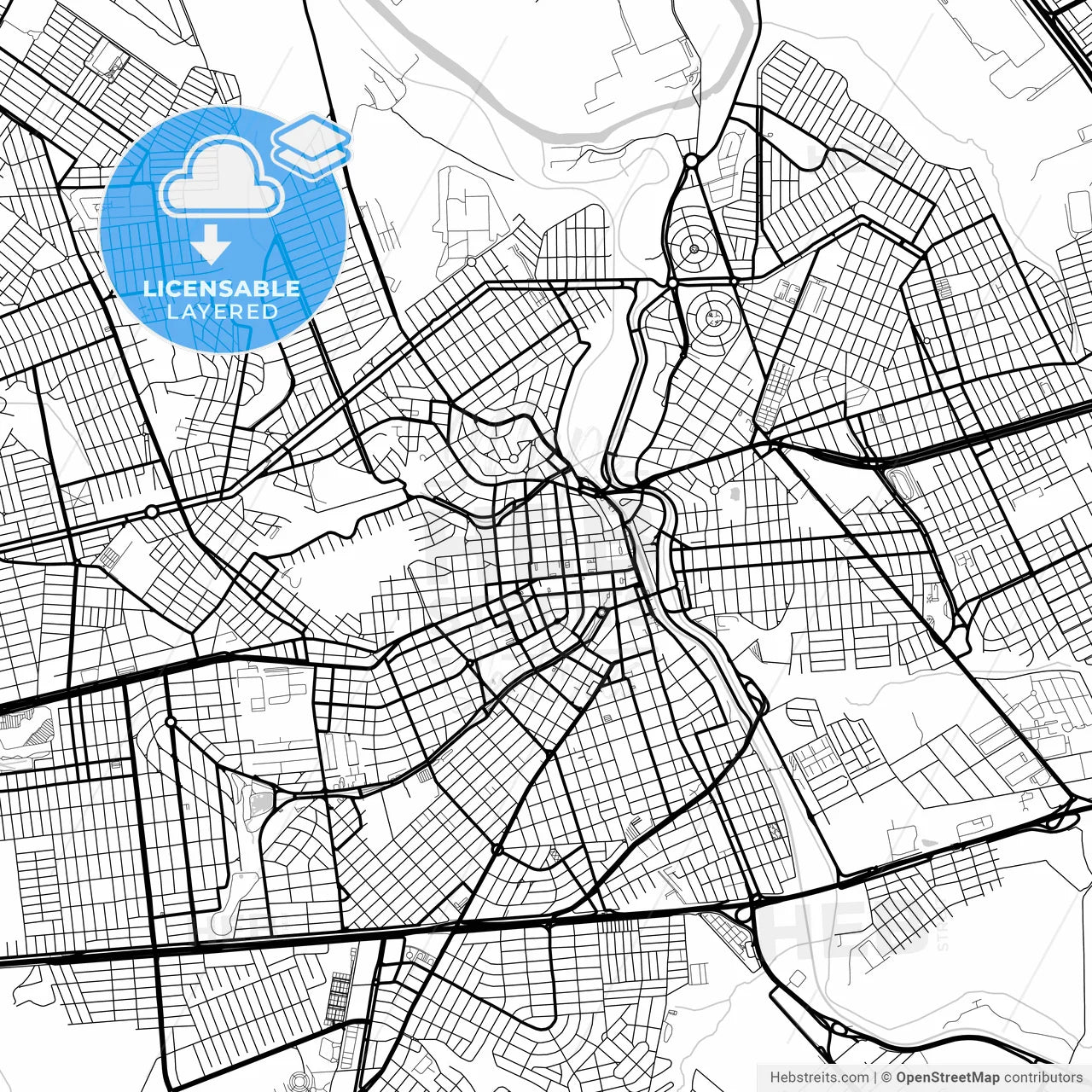 Layered PDF map of Americana, Brazil