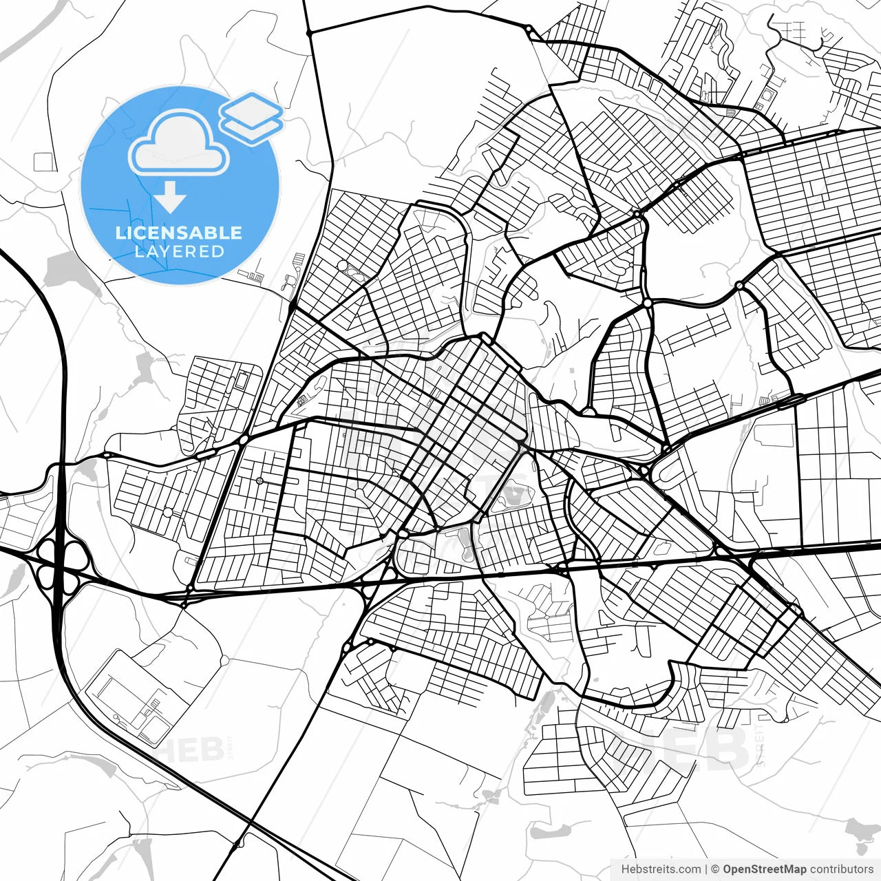 Layered PDF map of Santa Barbara d Oeste, Brazil