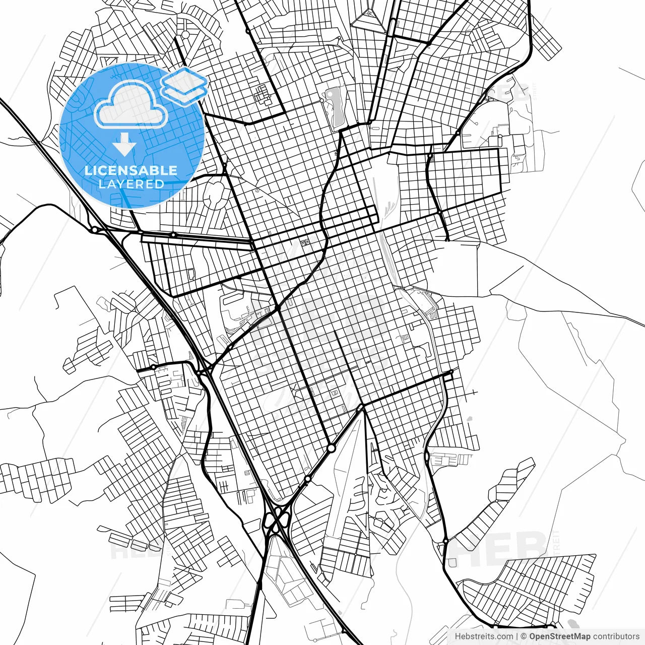 Layered PDF map of Rio Claro, Brazil