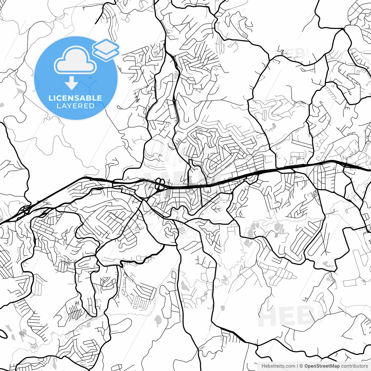 Layered PDF map of Cotia, Brazil