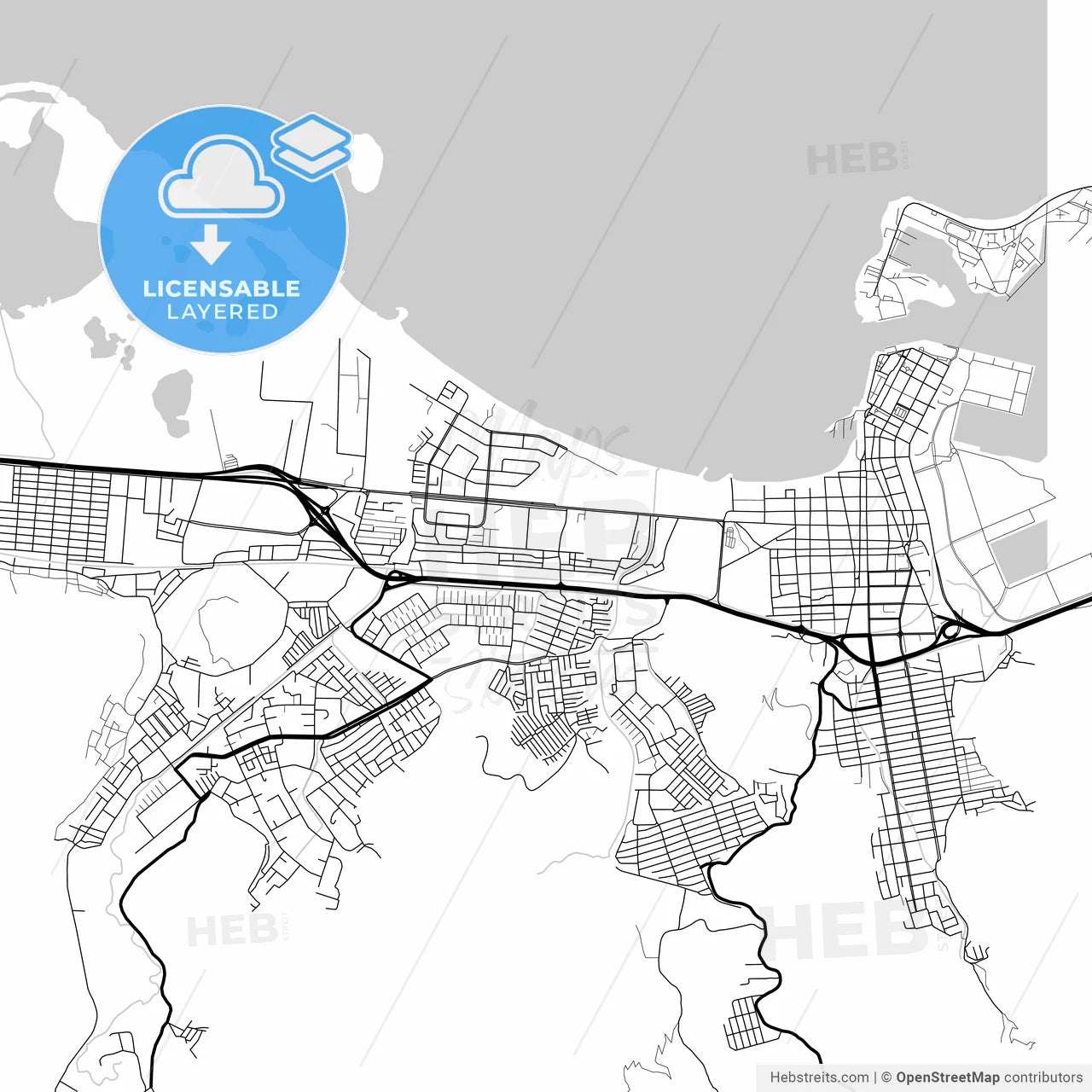 Layered PDF map of Puerto Cabello, Venezuela