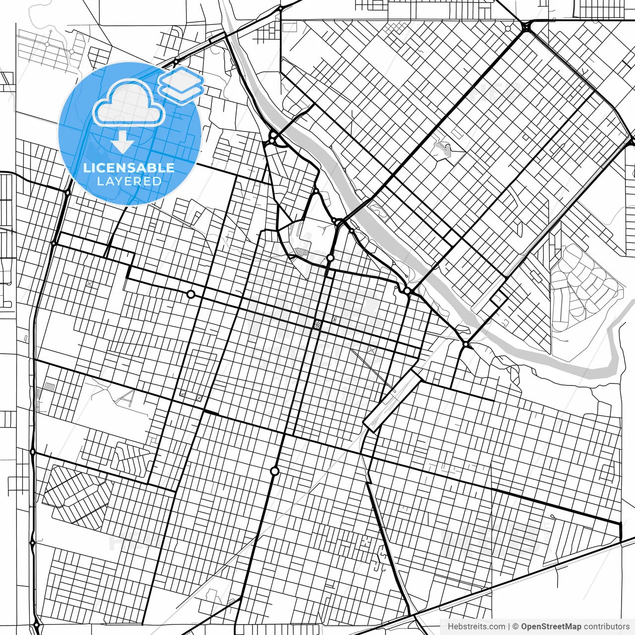 Layered PDF map of Rio Cuarto, Argentina