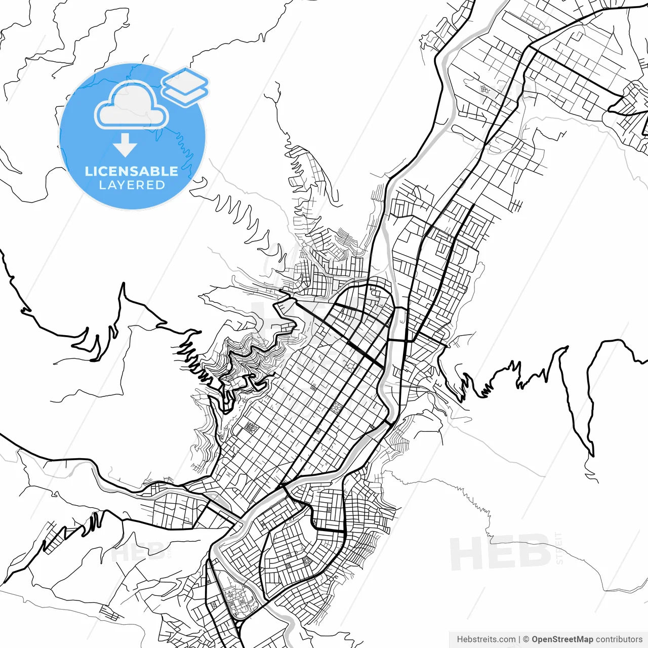 Layered PDF map of Huanuco, Peru