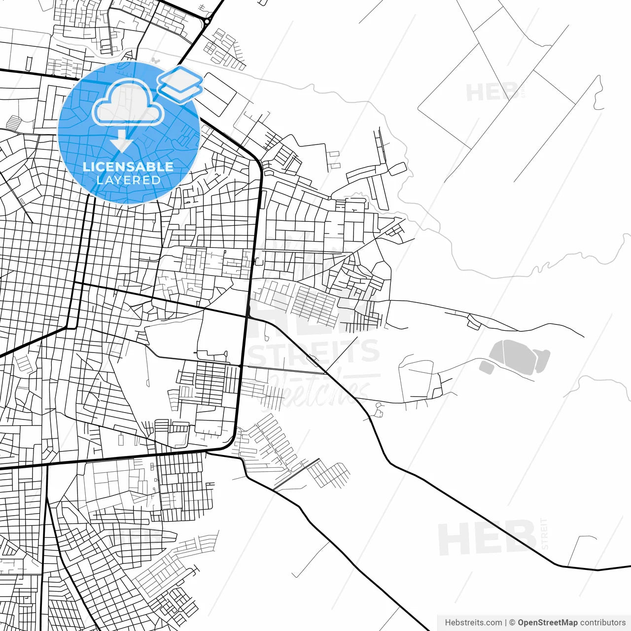 Layered PDF map of Acarigua, Venezuela