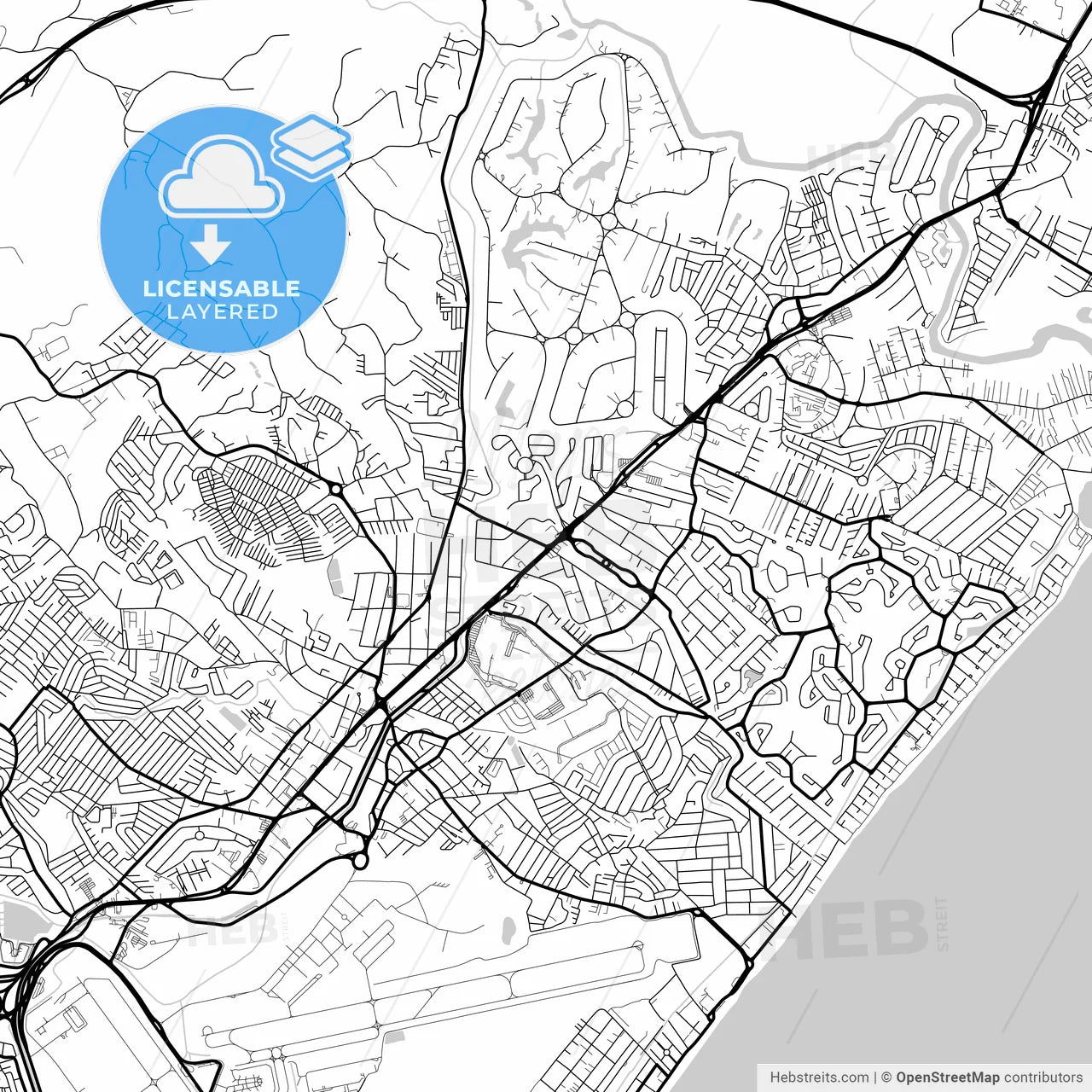 Layered PDF map of Lauro de Freitas, Brazil