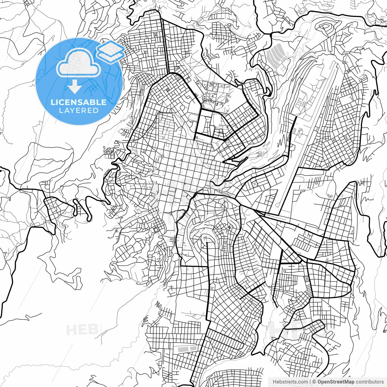 Layered PDF map of Ayacucho, Peru