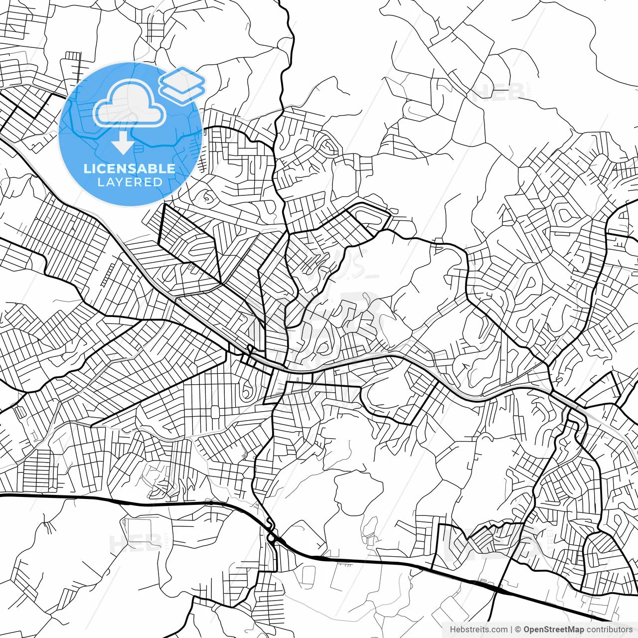 Layered PDF map of Queimados, Brazil