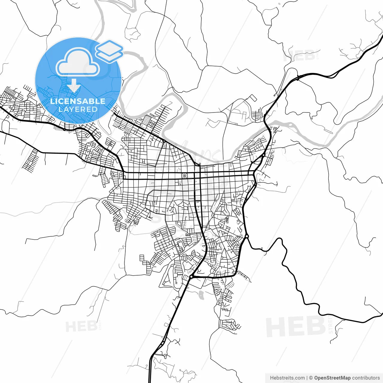 Layered PDF map of Cartago, Colombia