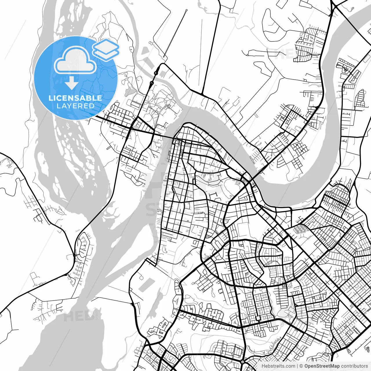 Layered PDF map of Valdivia, Chile