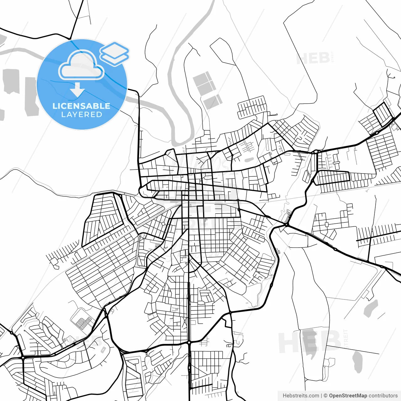 Layered PDF map of Pindamonhangaba, Brazil