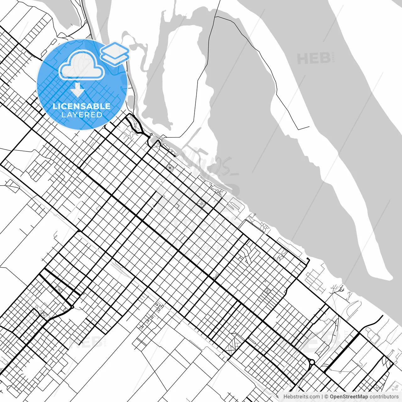 Layered PDF map of San Nicolas de los Arroyos, Argentina