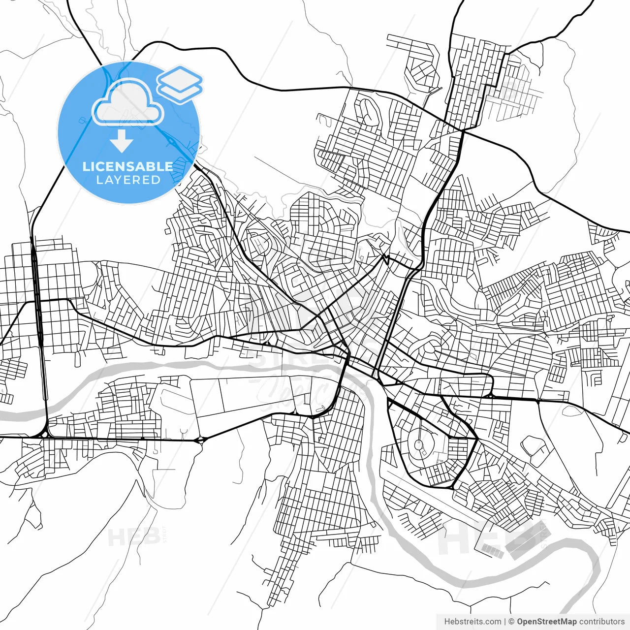 Layered PDF map of Jequie, Brazil