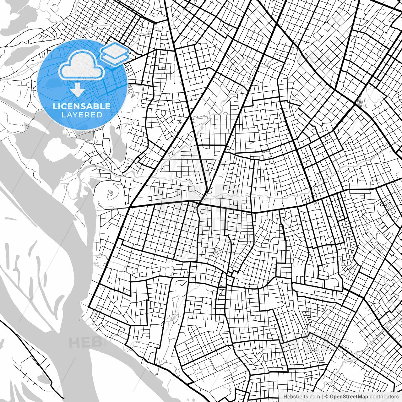 Layered PDF map of Lambare, Paraguay