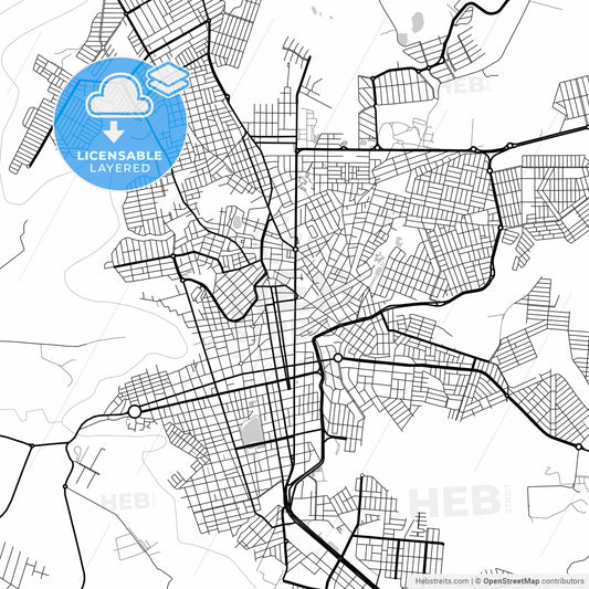Layered PDF map of Patos de Minas, Brazil