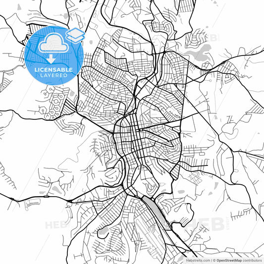 Layered PDF map of Braganca Paulista, Brazil
