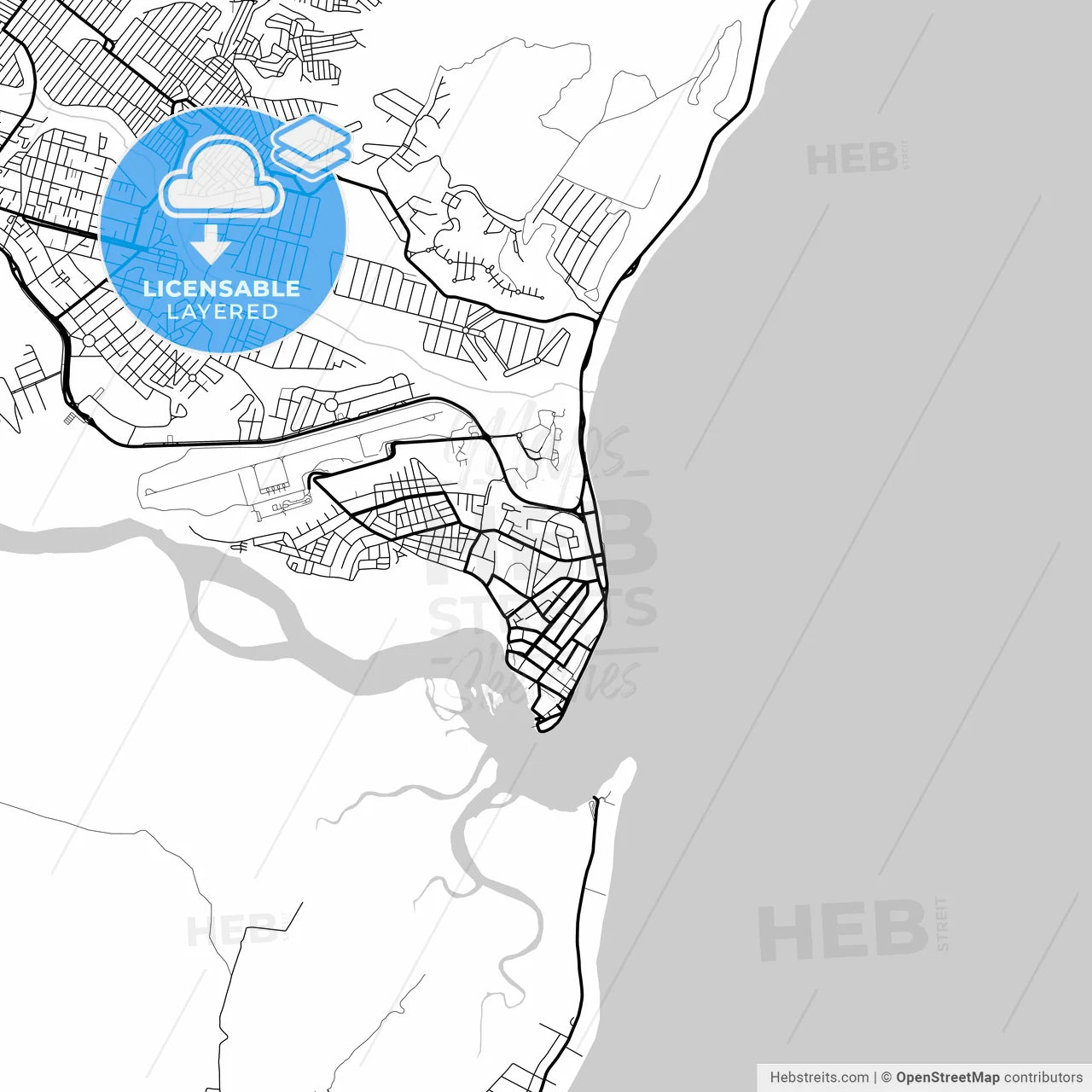 Layered PDF map of Porto Seguro, Brazil